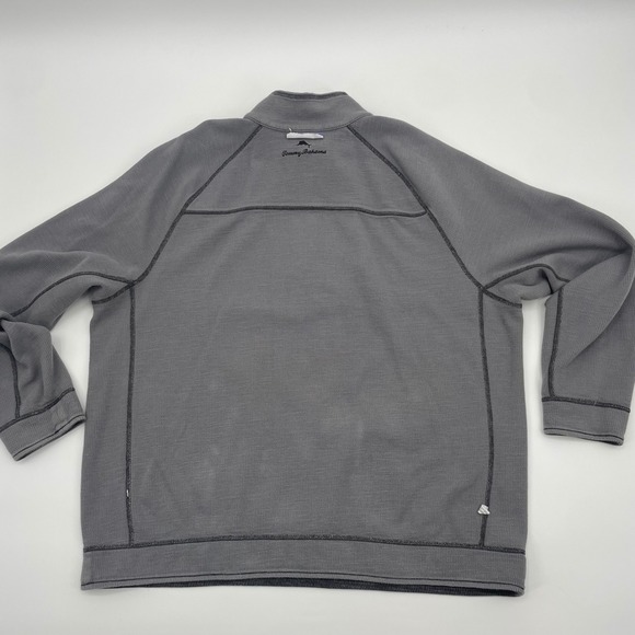 Tommy Bahama Mens XL Charcoal Gray/Gray Reversible Quarter Zip Pullover Sweater - Picture 9 of 10